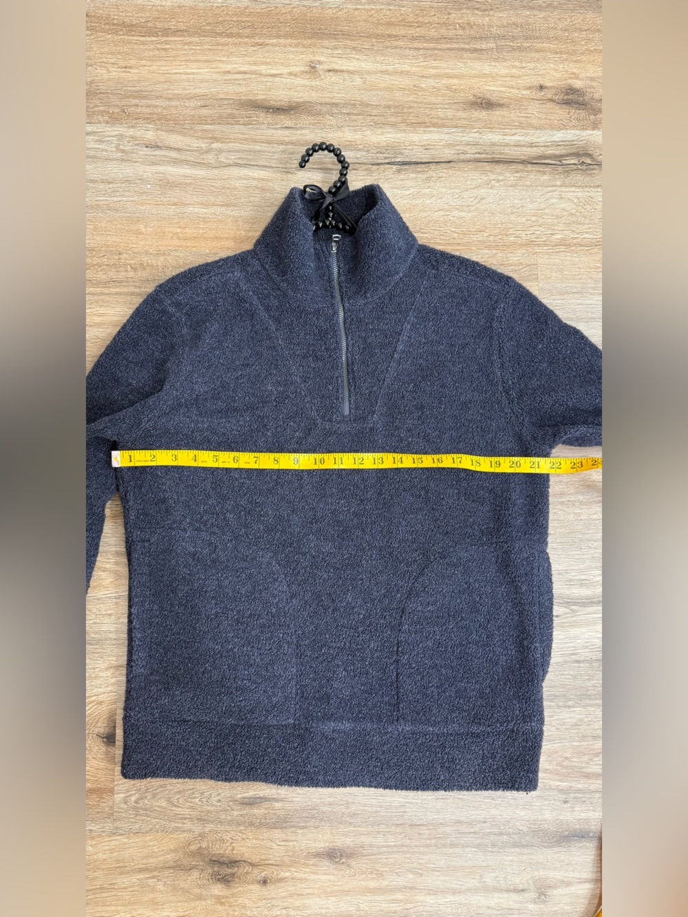 Vince Men’s Bouclé Quarter Zip Pullover Navy Blue Virgin Wool Blend Sweater Sz S - Picture 7 of 8